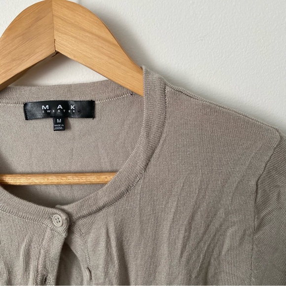 MAK Silver Tan Buttoned Down Sweater Cardigan Women’s Medium - Picture 4 of 4